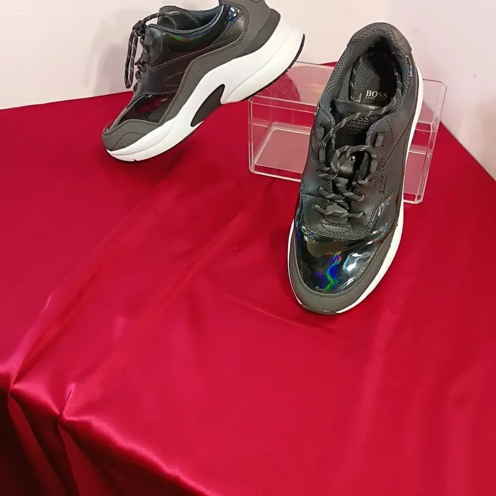 Hugo Boss Black and Gray Sneakers Mens SZ 6